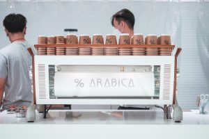 arabica cafe kuala lumpur, 3 group slayer espresso with arabica custom design